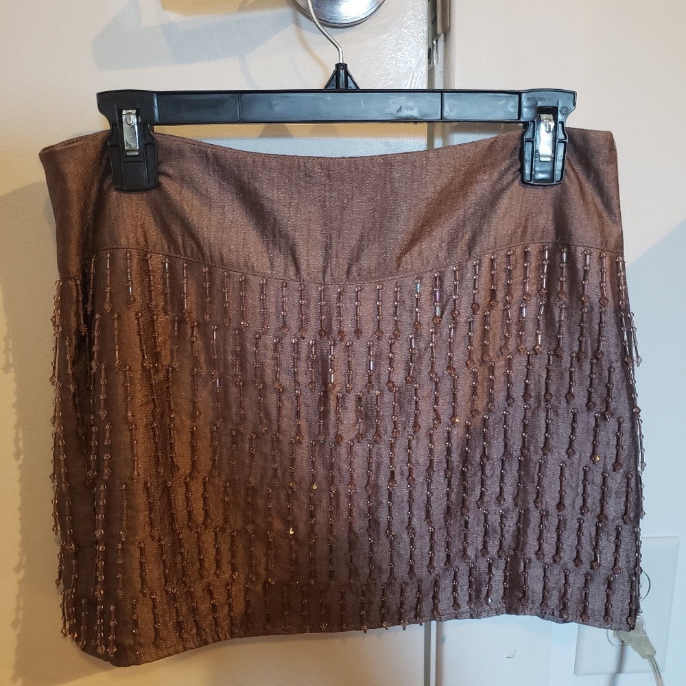 Twelve by Twelve beaded mini skirt mauve